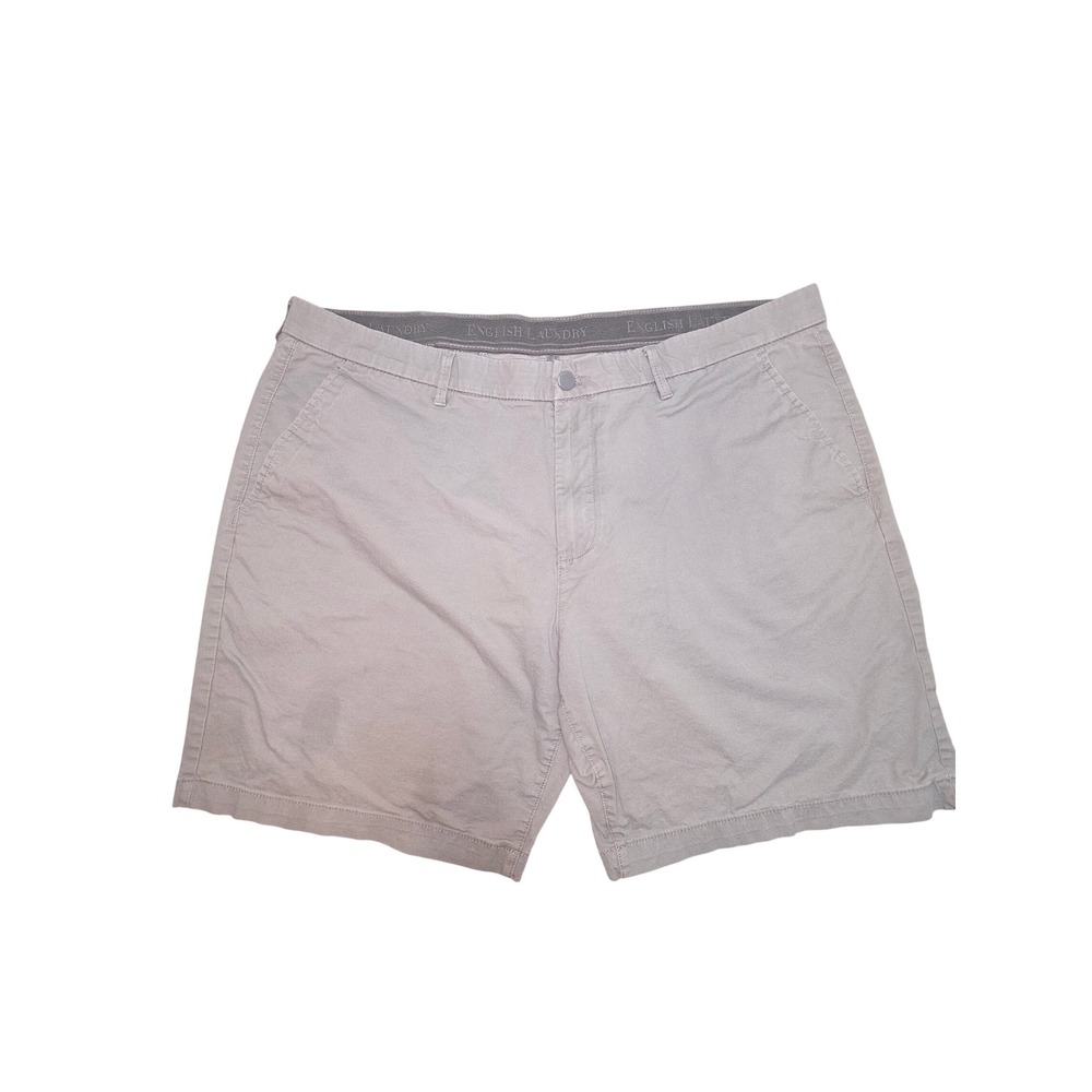 English Laundry Mens Grey Flat Front Chino Shorts Size 40 Textured Cotton Blend